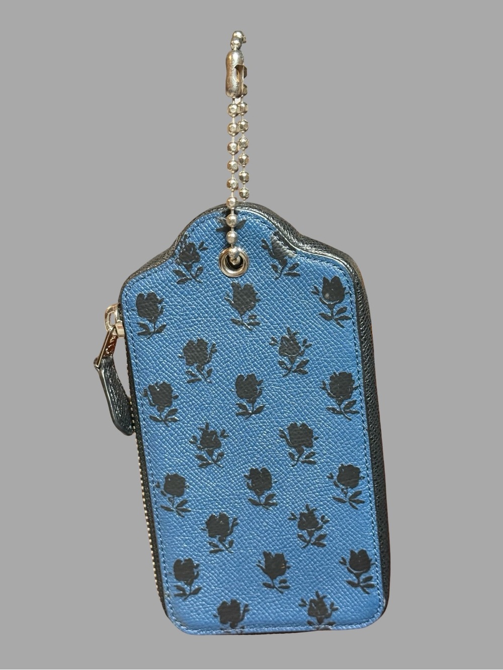 Rare Coach Blue Badlands Floral Print Hangtag Pouch Case Charm 52928 6.5inx3.5in